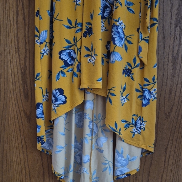 Women's Dress Large- Yellow and Blue Floral High Low - Picture 5 of 6